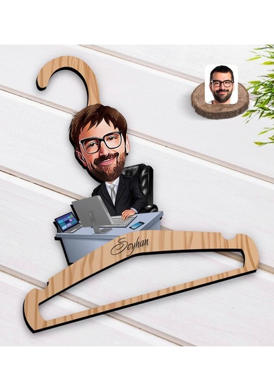 Kişiye Özel Erkek Genel Müdür Karikatürlü Standart Boy Ahşap Elbi