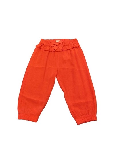 Çikoby Kız Bebek Fiyonk Detaylı Yazlık Pantolon-13872 Turuncu