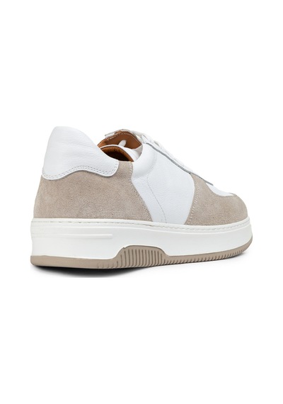 Deery Hakiki Deri Bej Erkek Sneaker Ayakkabı - 01965Mbeje01 Bej