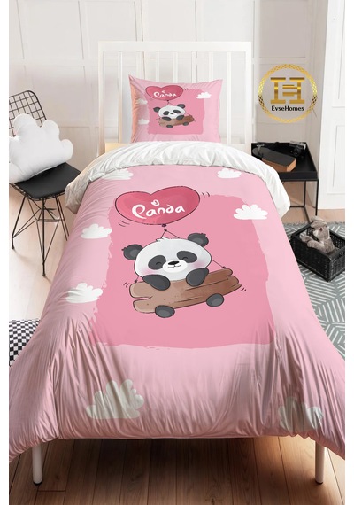 Uçan Panda Nevresim Takımı Pembe