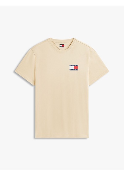 Tommy Hilfiger Tjm Slım Essentıal Flag Tee Ext Erkek Bej T-shirt - Dm0dm20740