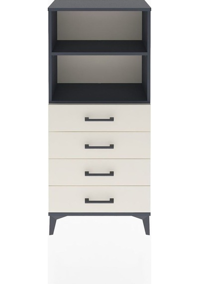 Arges Dolap 2 Raflı 4 Çekmeceli 60x30x134 Antrasit-aytaşı Antrasit