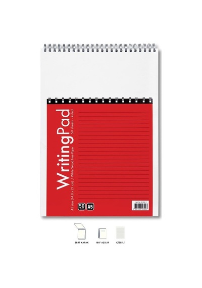 Writing Pad Ofis Bloknot A5 Çizgili Beyaz