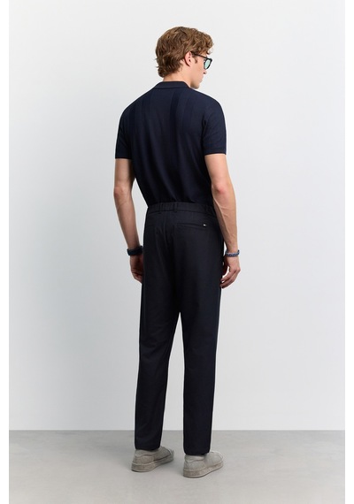 Avva Erkek Lacivert Yumuşak Tuşeli Dil Kapamalı Arka Beli Lastikli Relaxed Fit Pantolon A62y3017