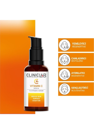 Cliniclab %15 Cilt Aydınlatıcı ve Yenileyici Vitamin C Serum 30 ML