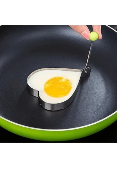 Metalik Kalp Şeklinde Metal Omlet Yumurta Ve Krep Kalıpları Çok Renkli
