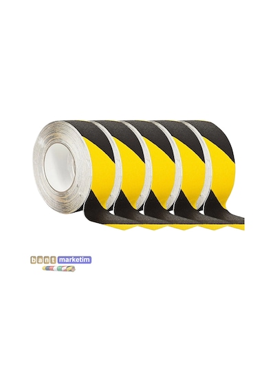 5 Adet Merdiven Ve Zemin Kaydırmaz Bant 50mm X 25metre Sarı Siyah