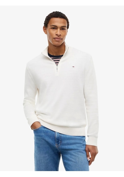 Tommy Hilfiger Tjm Slm Ess Lıght Zıp Swtr Ext Erkek Beyaz Kazak - Dm0dm21654
