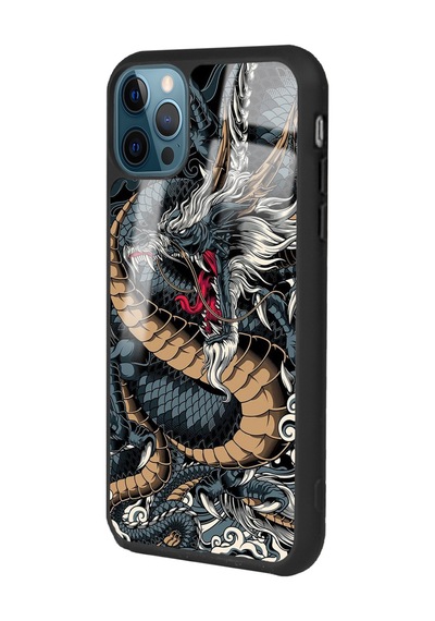 Apple Uyumlu iPhone 11 Pro Max Ejderha Tasarımlı Glossy Telefon Kılıfı Siyah