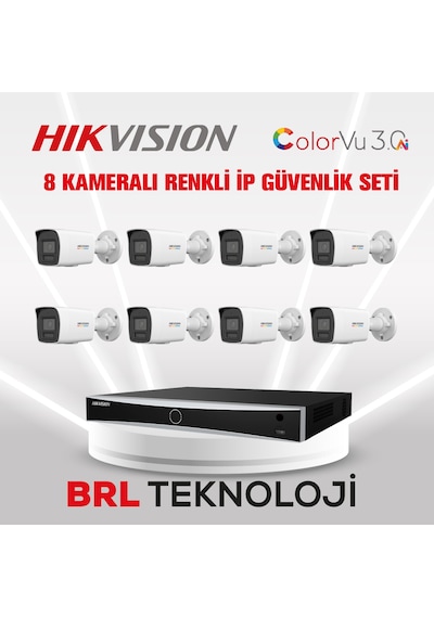 Hikvision 4 Mp 8 Kameralı Colorvu 3.0 Aı İp Güvenlik Kamera Seti Dahili Mikrofonlu