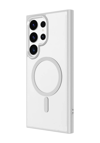 Zore Galaxy S24 Ultra Uyumlu Magsafe Şarj Özellikli Krom Magsafe Silikon Ogaa Kılıf-gri