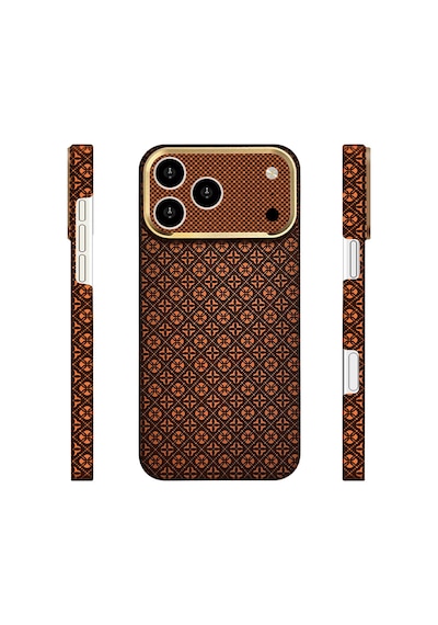 Apple iPhone Uyumlu 17 Pro Max Kılıf Magsafe Şarj Özellikli Premium Retro Çiçek Desenli Kamera Ve Lens Korumali Velix Sert Pc Kapak Kahverengi