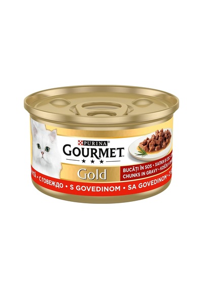 Gold Parça Etli Sığır Etli Yaş Kedi Maması 24 X 85 Gr