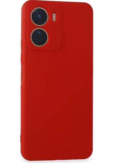 Vivo Y16 Kılıf First Silikon - Kırmızı Düz Renkli