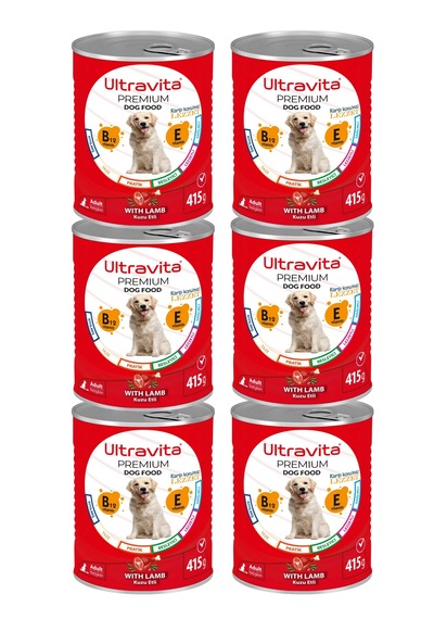 Ultravita Premium Yüksek Proteinli Kuzu Etli Konserve Köpek Maması 6 x 415 G