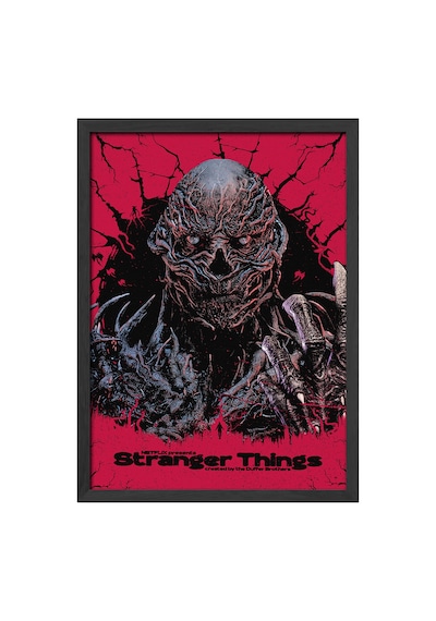 Stranger Things Siyah Ahşap Çerçeveli Poster, Dekoratif Dizi Duvar Tablosu