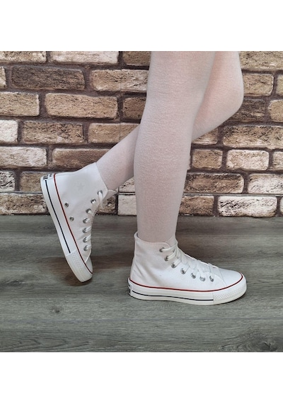 Yarım Bilek Kot Keten Bağcıklı Günlük Rahat Esnek Düz Şeffaf Taban Bez Ayakkabı Sneaker Beyaz Yarım Bilek Kot Keten Bağcıklı Günlük Rahat Esnek Düz Şeffaf Taban Bez Ayakkabı Sneaker Beyaz