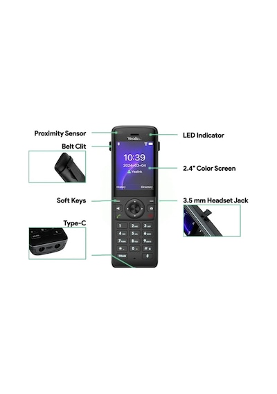 Ax83h 2.4 Inc Renkli Ekran Hd Ses Görültü Engelleme Wıfı 6 Ip Dect Telefon