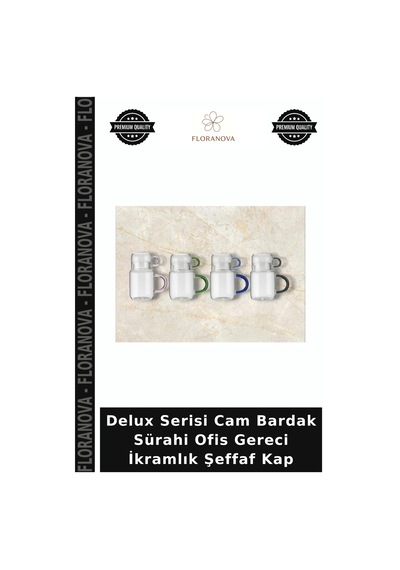 Delux Serisi Cam Bardak Sürahi Ofis Gereci İkramlık Şeffaf Kap