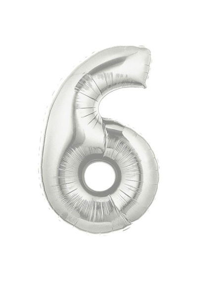 Şekilli Supershape Silver Rakam Folyo Balon 6 Numara Diğer
