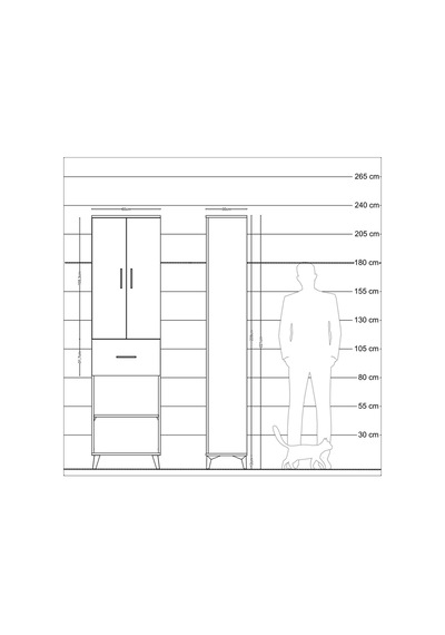 Arges Dolap 4 Raflı Tek Çekmeceli 2 Kapaklı 60x30x221 Aytaşı-antrasit Aytası