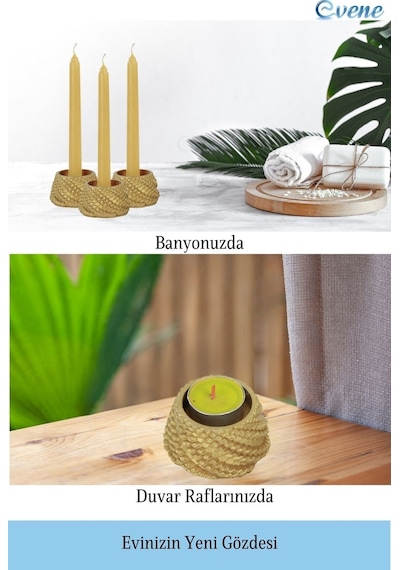 Mumluk Şamdan Tealight Ve İnce Mum Uyumlu Ejderha Yumurtası Model - Altın