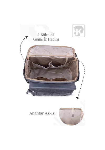 Merlin Termal Anne Bebek Bakım Çantası Gri