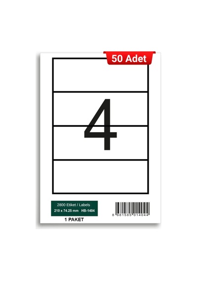 Herboy Hb-1404 210 X 74,25 Mm A4 Laser Etiket 50 Adet