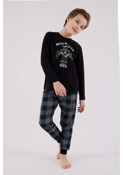Arnetta Erkek Çocuk Uzun Kol Pijama Takımı 3501-2 Siyah