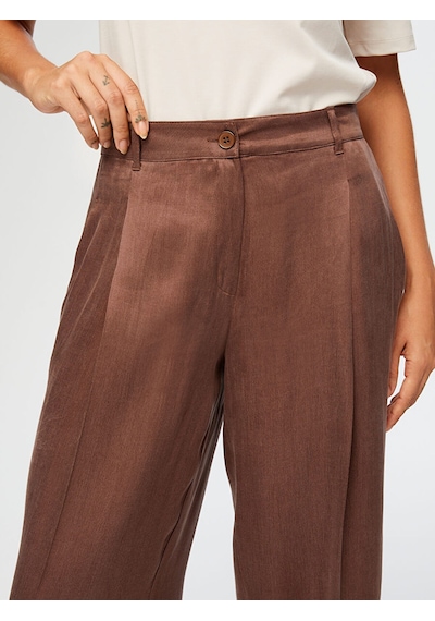 Faik Sönmez Pilili Wıde Leg Fıt Tenselli Pantolon W26pnt005 Uw26pnt00530 Kahve