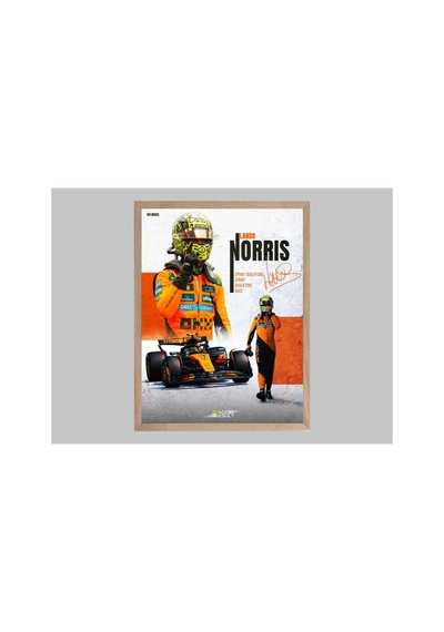 F1 Lando Norris Ahşap Çerçeveli Tek Parça Genç Odası Tablo Çok Renkli - 817661060 Çok Renkli