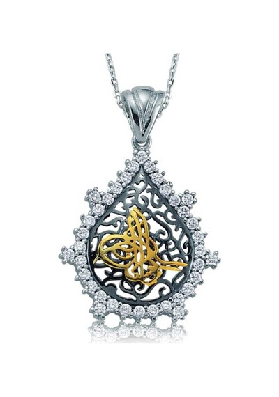 Gümüş Taşlı Tuğra Kadın Kolye (551163690)