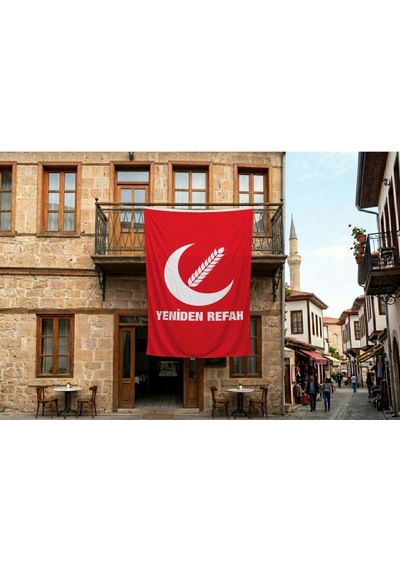 Yeniden Refah Partisi Bayrağı 140gr Premium Raşel Kumaş 300x450cm Diğer