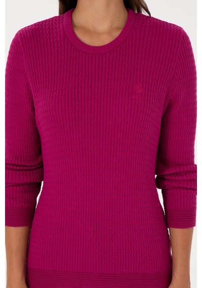 U.S. Polo Assn. Kadın Fuşya Bisiklet Yaka Basic Kazak 50307763-VR023