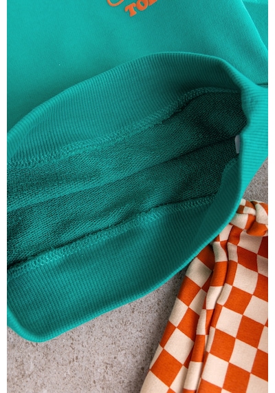 Babymod Erkek Çocuk Sweatshirt Turuncu Dama Desenli Pantolon İkili 3 İplik Altüst Takım Yeşil Babymod Erkek Çocuk Sweatshirt Turuncu Dama Desenli Pantolon İkili 3 İplik Altüst Takım Yeşil