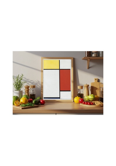 Mondrian Kompozisyon No. Iı Sarı, Kırmızı Ve Mavi Çerçevesiz Poster 30x42 Cm A3 Tablo Modern Sanat