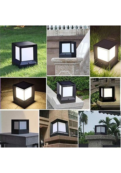 15 X 19 Cm, 30 Watt, Kumandalı, Güneş Enerjili Ve E27 Duylu, 3 Işık Modlu Solar Küp Bahçe Armatürü Siyah