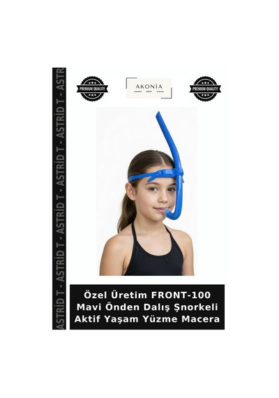 Özel Üretim Front-100 Mavi Önden Dalış Şnorkeli Aktif Yaşam Yüzme Macera