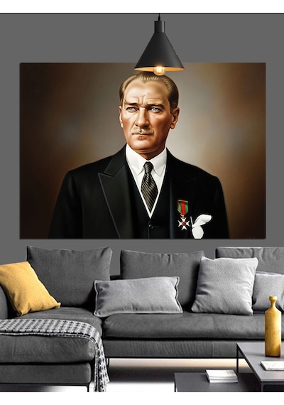 Resmi Kıyafetli Atatürk Portresi Dekoratif Kanvas - Mdf Ahşap Tablo