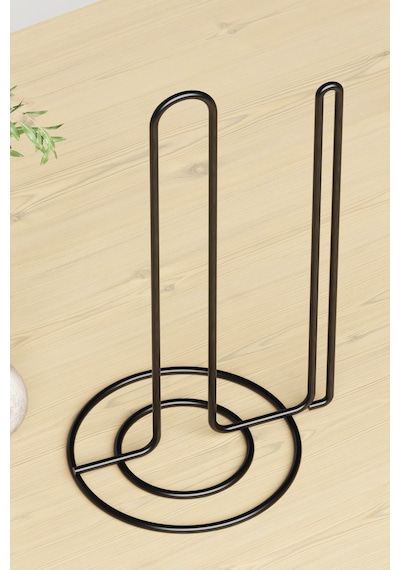 Tezgah Üstü Havlu Peçetelik Düzenleyici Rulo Kağıtlık Standı Metal Siyah Oval Havluluk