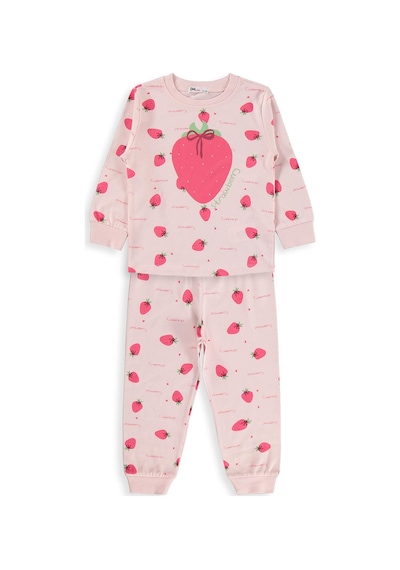 Civil Girls Çilek Desenli 2-5 Yaş Pijama Takımı - Pudra