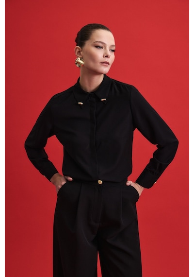 Sateen Lucy Gömlek - Siyah-136941 Siyah