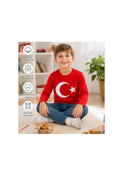 Uğur Bebe Mco Marka Kırmızı Türk Bayraklı Uzun Kollu Çocuk Tişört %100 Pamuk Rahat Kırmızı Kırmızı Uğur Bebe Mco Marka Kırmızı Türk Bayraklı Uzun Kollu Çocuk Tişört %100 Pamuk Rahat Kırmızı Kırmızı