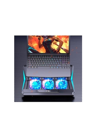 Coofbe Led Işıklı Ultra Sessiz 6 Adet Soğutma Fanlı Laptop Soğutucu Yükseklik Ayarlı Laptop Standı