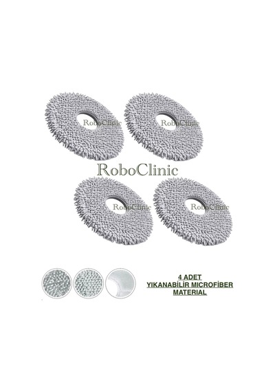 Roborock Q Revo C Robot Süpürge Uyumlu Yedek Microfiber 4 Adet Mop Paspas