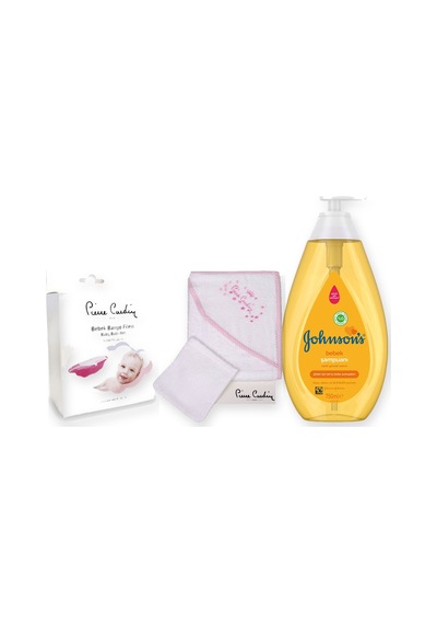 İlk Banyo Seti 3 Parça: Johnson's Şampuan + Küvet Filesi + Kundak Havlu - Pembe