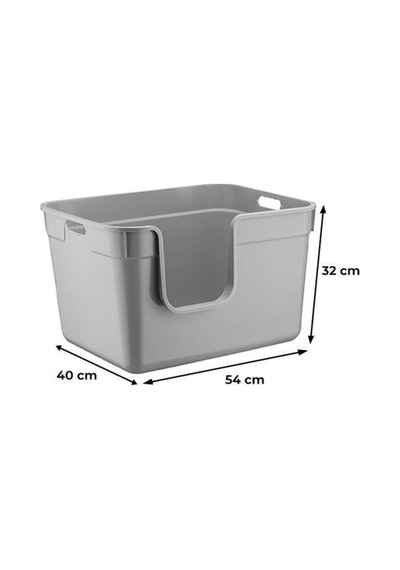 Tanos Yarı Açık Kedi Tuvaleti 54x40x32 - Gri