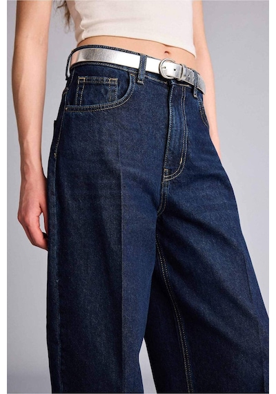 Defacto Barrel Fıt Yüksek Bel Bilek Boy Jean Pantolon H1871ax26smnm82 Mavi-nm82