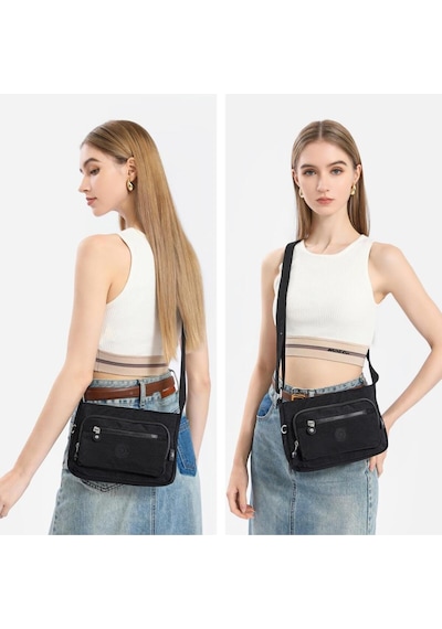 Metalik Kumaş Kadın Postacı Çantası Smart Bags 3270 Siyah