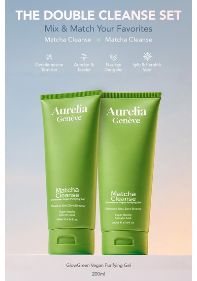 The Double Cleanse - Matcha X Matcha Set - İkili Arındırıcı Vegan Yüz Temizleme Jeli Seti